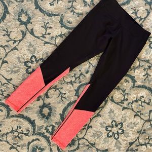 Zella Activewear Leggings 7/8 Mid Rise Black/Orange size Medium